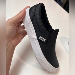 VANS Slip-ons; Black Leather upper   Women’s Size 8.5.
